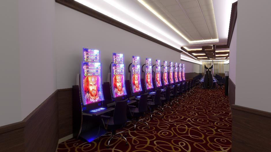 Área interior de entretenimiento con máquinas de juego